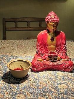 RARE! Large Vintage 1930's Shop Display THE HINDU INCENSE Chalk Ware Buddha Lamp