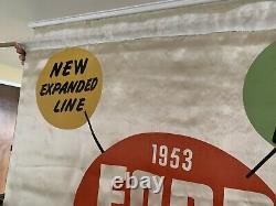 RARE Large Vintage 1953 FORD TRUCKS Dealership Showroom Advertising Banner Sign
