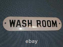 RARE OLD 1940s ORIGINAL''WASH ROOM'' PORCELAIN SIGN VINTAGE ANTIQUE GAS STATION