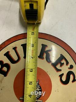 RARE RARE Vintage Metal Round Burke's Ale CAT Beer Sign New York GAS OIL COLA 9