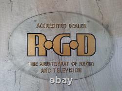 RARE RDG RADIO & TELEVISION ACCREDITED DEALER GLASS SIGN Vintage Radio & TV