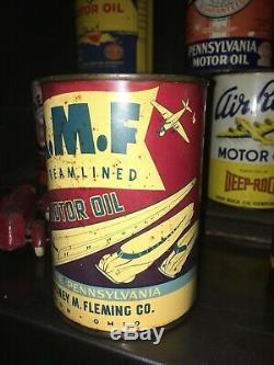 RARE RMF Graphic Motor Oil Can Qt Akron OH Gas Sign Old Vintage Rt 66 Original