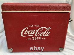 RARE VINTAGE 1950-60's VINYL COCA-COLA COOLER With Opener Lid ++ Royal Mieco