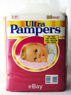 RARE VINTAGE 80'S ULTRA PAMPERS 8-18kg 18-40lbs 88X MAXI PLASTIC NEW SEALED NOS