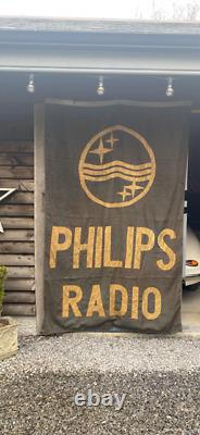 RARE VINTAGE BRITISH PHILIPS RADIO ADVERTISING 7ft SIGN BANNER