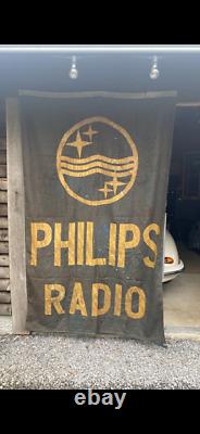 RARE VINTAGE BRITISH PHILIPS RADIO ADVERTISING 7ft SIGN BANNER