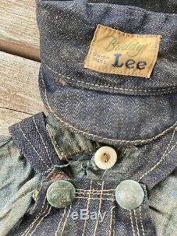 RARE VINTAGE BUDDY LEE DOLL OVERALLS DENIM OUTFIT HAT SHIRT 20s UNION MADE USA