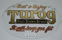 RARE VINTAGE Eat TUROG Best Brown Bread Reverse Painted Glass Advertising SIGN