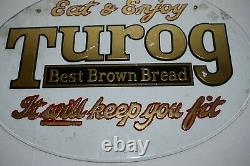 RARE VINTAGE Eat TUROG Best Brown Bread Reverse Painted Glass Advertising SIGN