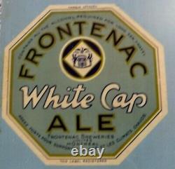 RARE VINTAGE FRONTENAC WHITE CAP ALE METAL SIGN 26 X 11 Beer Montreal Canada