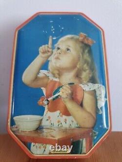 RARE VINTAGE HARRY VINCENT BLUE BIRD TOFFEE TIN Bubbles 1940's