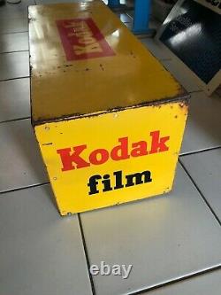 RARE VINTAGE ORIGINAL CAMERA ADVERTISING SIGN KODAK FILM BOX multi side bracket