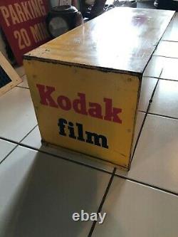 RARE VINTAGE ORIGINAL CAMERA ADVERTISING SIGN KODAK FILM BOX multi side bracket