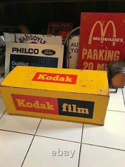 RARE VINTAGE ORIGINAL CAMERA ADVERTISING SIGN KODAK FILM BOX multi side bracket