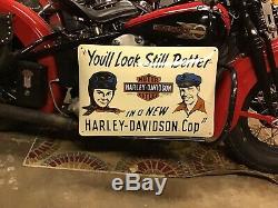 RARE VINTAGE PORCELAIN HARLEY-DAVIDSON DEALER SIGN Knucklehead Panhead