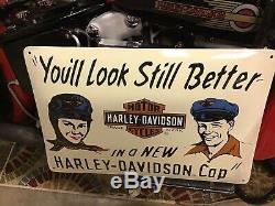 RARE VINTAGE PORCELAIN HARLEY-DAVIDSON DEALER SIGN Knucklehead Panhead