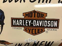 RARE VINTAGE PORCELAIN HARLEY-DAVIDSON DEALER SIGN Knucklehead Panhead