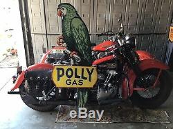 RARE VINTAGE PORCELAIN POLLY GAS 62 DIE CUT METAL SIGN Ford Chevy Harley Dodge
