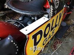 RARE VINTAGE PORCELAIN POLLY GAS 62 DIE CUT METAL SIGN Ford Chevy Harley Dodge