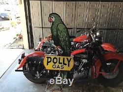 RARE VINTAGE PORCELAIN POLLY GAS 62 DIE CUT METAL SIGN Ford Chevy Harley Dodge