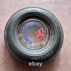 RARE VINTAGE YOKOHAMA ADVERTISING TYRE TIRE WHEEL ASHTRAY with GLASS INSERT