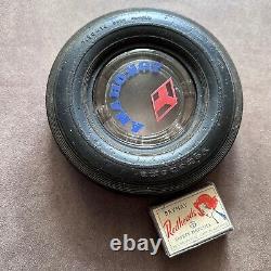 RARE VINTAGE YOKOHAMA ADVERTISING TYRE TIRE WHEEL ASHTRAY with GLASS INSERT