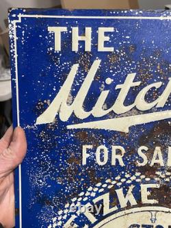 RARE Vintage 1910s Mitchell Car Automobile Advertising Tin Sign Racine Wisconsin