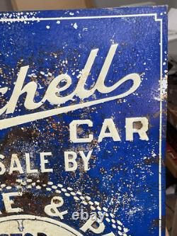 RARE Vintage 1910s Mitchell Car Automobile Advertising Tin Sign Racine Wisconsin