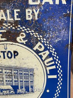 RARE Vintage 1910s Mitchell Car Automobile Advertising Tin Sign Racine Wisconsin