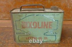 RARE Vintage 1920s Dixoline Motor Oil Half Gallon Slim Metal Oil Can Lytton Iowa