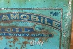 RARE Vintage 1920s Monamobile Motor Oil Graphic Metal Half Gallon Square Oil Can