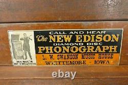 RARE Vintage 1920s Original Edison Diamond Disc Phonograph Embossed Metal Sign