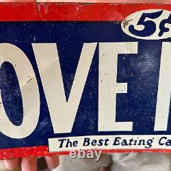 RARE Vintage 1930s Love Nest Candy Bar Advertising Tin Sign Tin Tacker