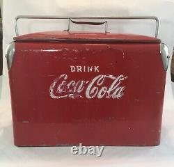 RARE! Vintage 1950s Acton Drink COCA COLA Metal Picnic Cooler All Original