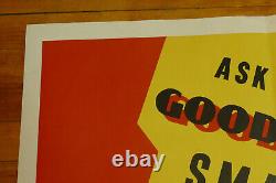 RARE Vintage 1950s Goodyear Tires R-1 Large Paper Advertising Poster Sign 42