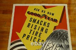 RARE Vintage 1950s Goodyear Tires R-1 Large Paper Advertising Poster Sign 42