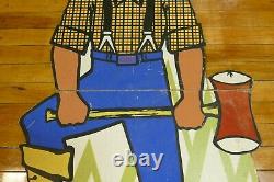 RARE Vintage 1950s Paul Bunyan Work Clothes Cardboard Easelback Advertising Sign