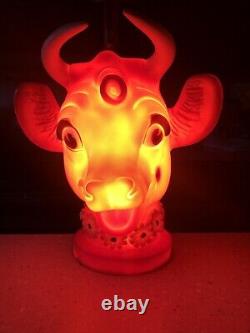 RARE Vintage 1960s's BORDEN'S ICE CREAM Elsie The Cow Light Up Sign Lamp