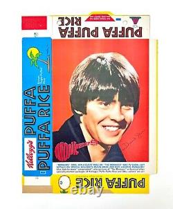 RARE Vintage 1967 Kellogg's Puffa Puffa Rice Cereal Box THE MONKEES Davy Jones