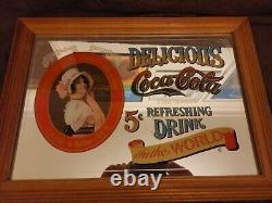 RARE Vintage 1980s 63x46cm Large Coca Cola Coke Advertising Picture Wall Mirror