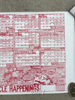 RARE Vintage 1985 Motorcycle Happenings Harley-Davidson Advertising Poster