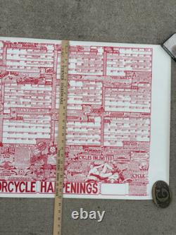 RARE Vintage 1985 Motorcycle Happenings Harley-Davidson Advertising Poster
