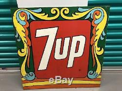 RARE Vintage 60s-70s 7 UP 34 x 34 Metal Sign #83