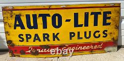 RARE Vintage AUTO-LITE SPARK PLUGS Ignition Engineered Collectible Tin Sign