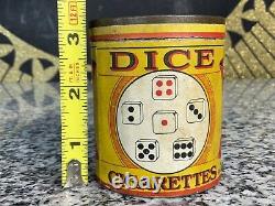 RARE Vintage Antique DICE Cigarettes Paper Label Tin Tobacco Advertising Can