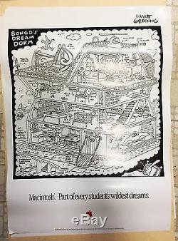 RARE Vintage Apple Macintosh Poster Bongo's Dream Dorm Matt Groening Life Hell