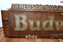 RARE Vintage Art Deco Streamline BUDWEISER BEER Metal Advertising Lighted Sign