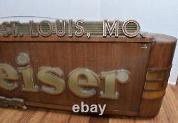 RARE Vintage Art Deco Streamline BUDWEISER BEER Metal Advertising Lighted Sign