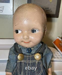 RARE Vintage Buddy Lee Doll Union Made Overalls Jeans Railroad Engineer Boy