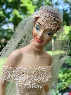 RARE Vintage Countertop Store Display Bride Mannequin Wedding Dress Advertising